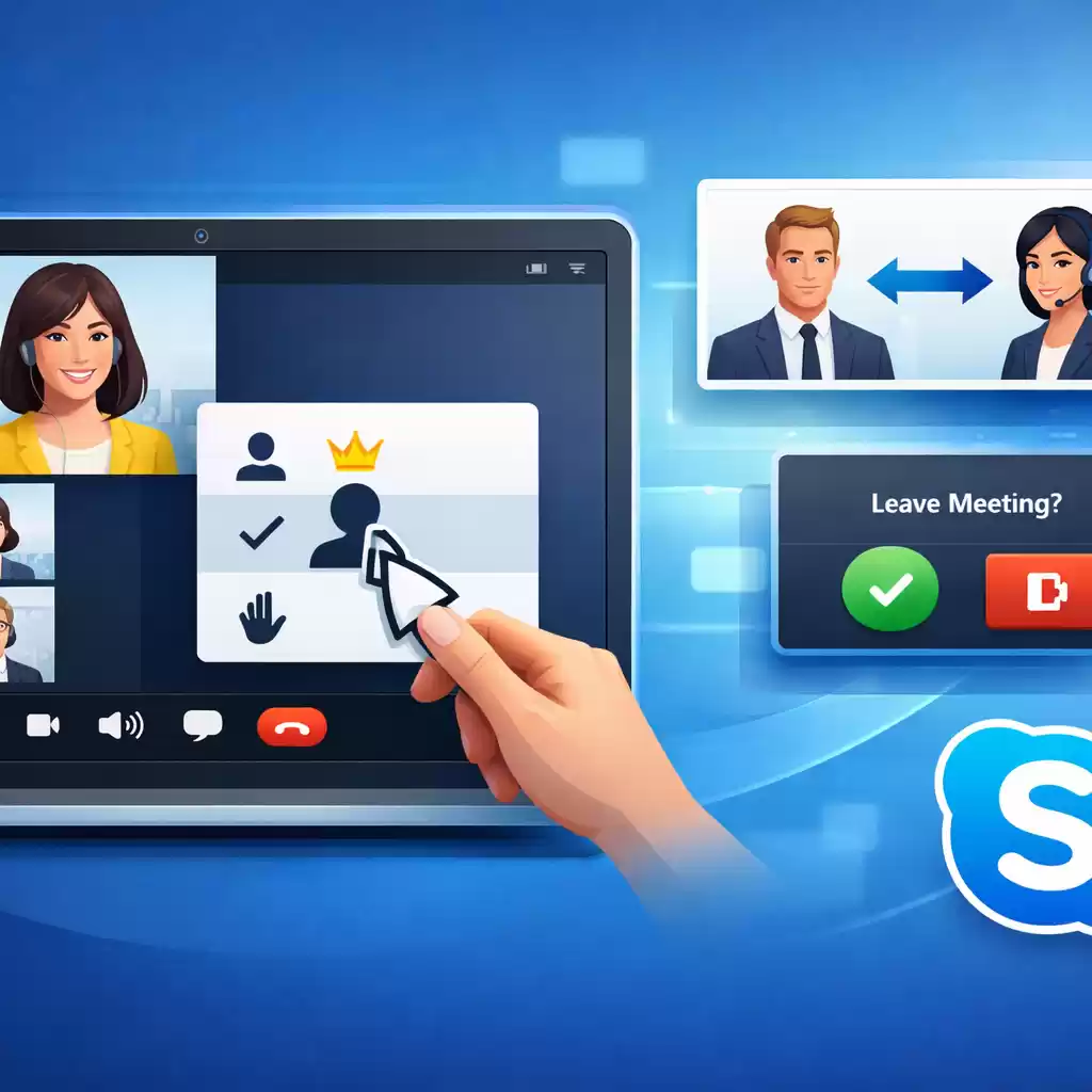 Skype会议中如何快速切换主持人？，skype怎么退出会议